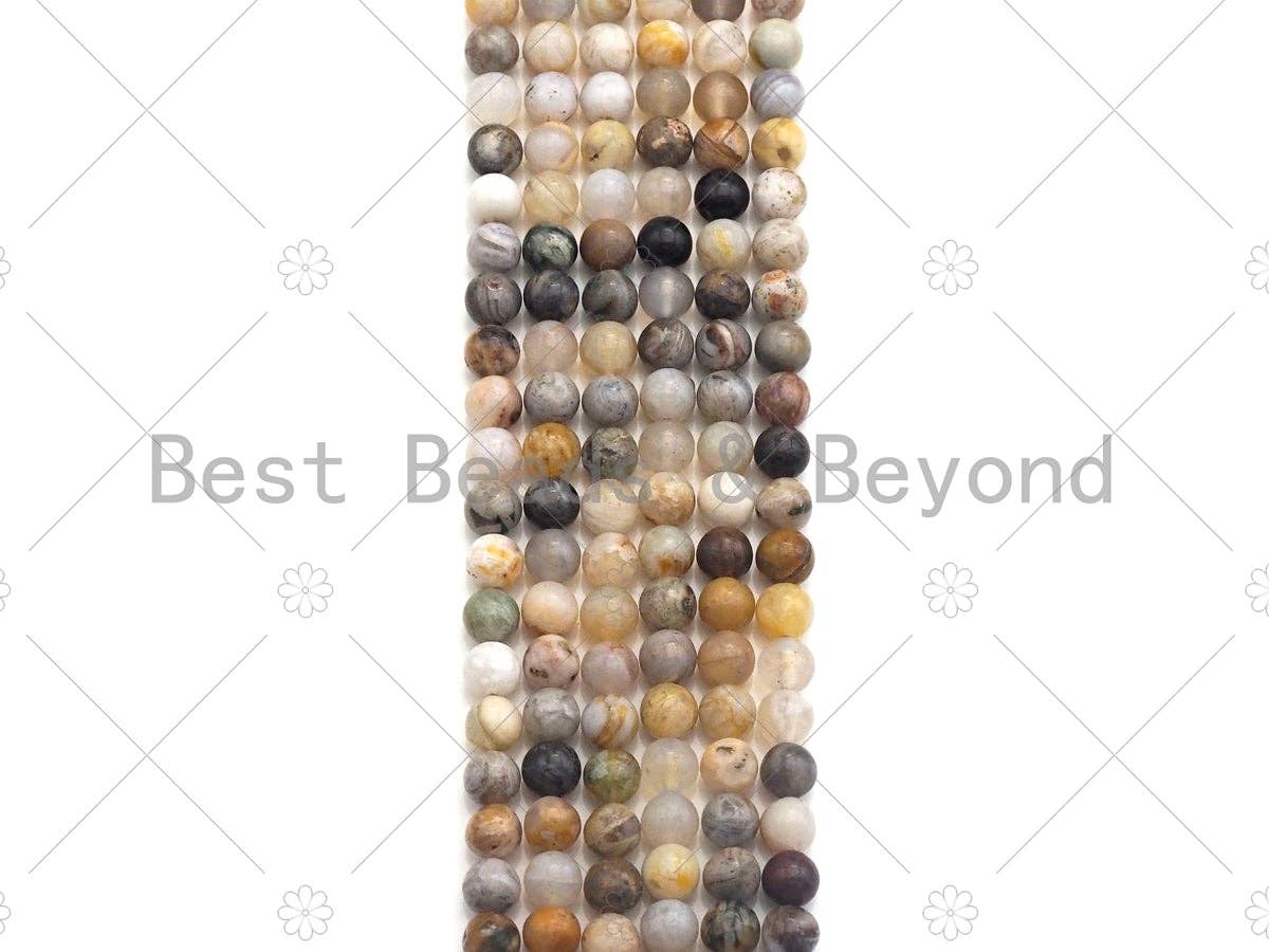 Natural Bamboo Agate Beads, 6mm/8mm/10mm/12mm Round smooth Silver Needle Agate, 15.5" Full Strand, sku#U958