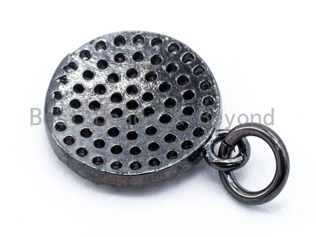 CZ Clear Micro Pave Coin Charm, Round Disc Pave Charm, Gold/Rose Gold/Silver/Gunmetal Pave Dangle Charms,10mm/8mm/6mm, Sku#F125