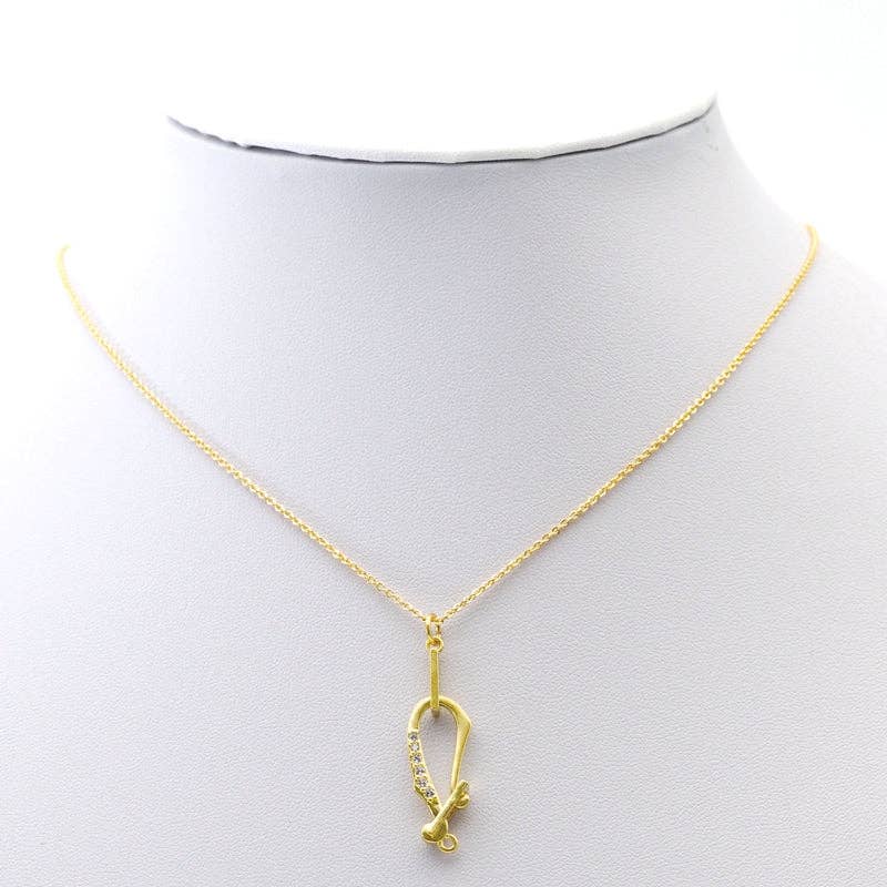CZ Gold D Shape Connector Clasp, Sku#LK764