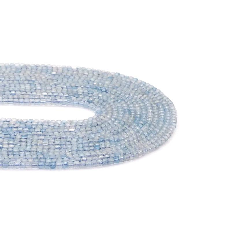 Genuine Aquamarine Faceted Cube Beads, 2.5mm, Sku#U1532