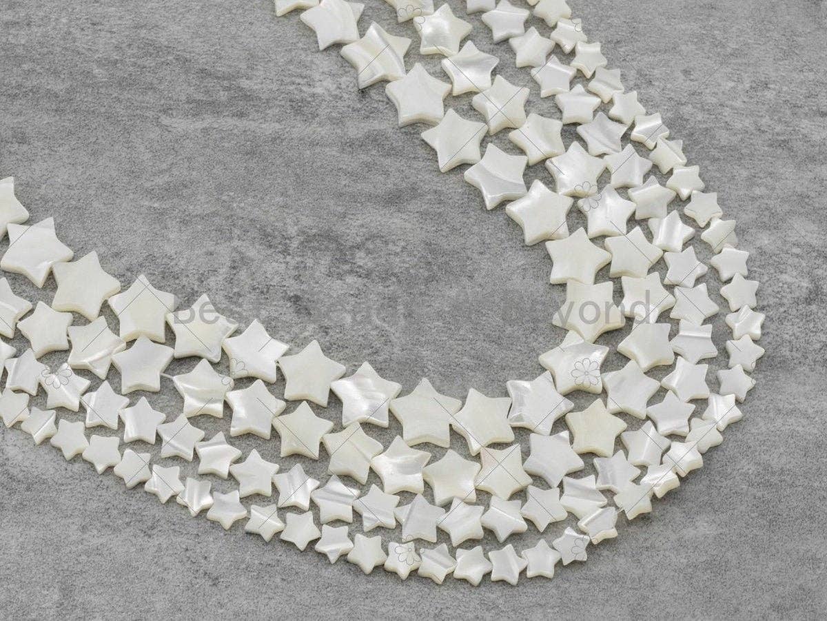 Quality White Shell Five Point Star Shape Beads, 6mm/8mm/10mm/12mm/15mm Mother of Pearl Beads, 15.5'' Full Strand, Sku#T12