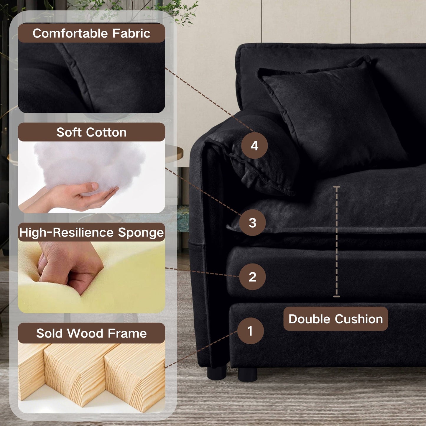 Oversized Chair With Movable Ottoman, Soft Upholstered Lounge Chair