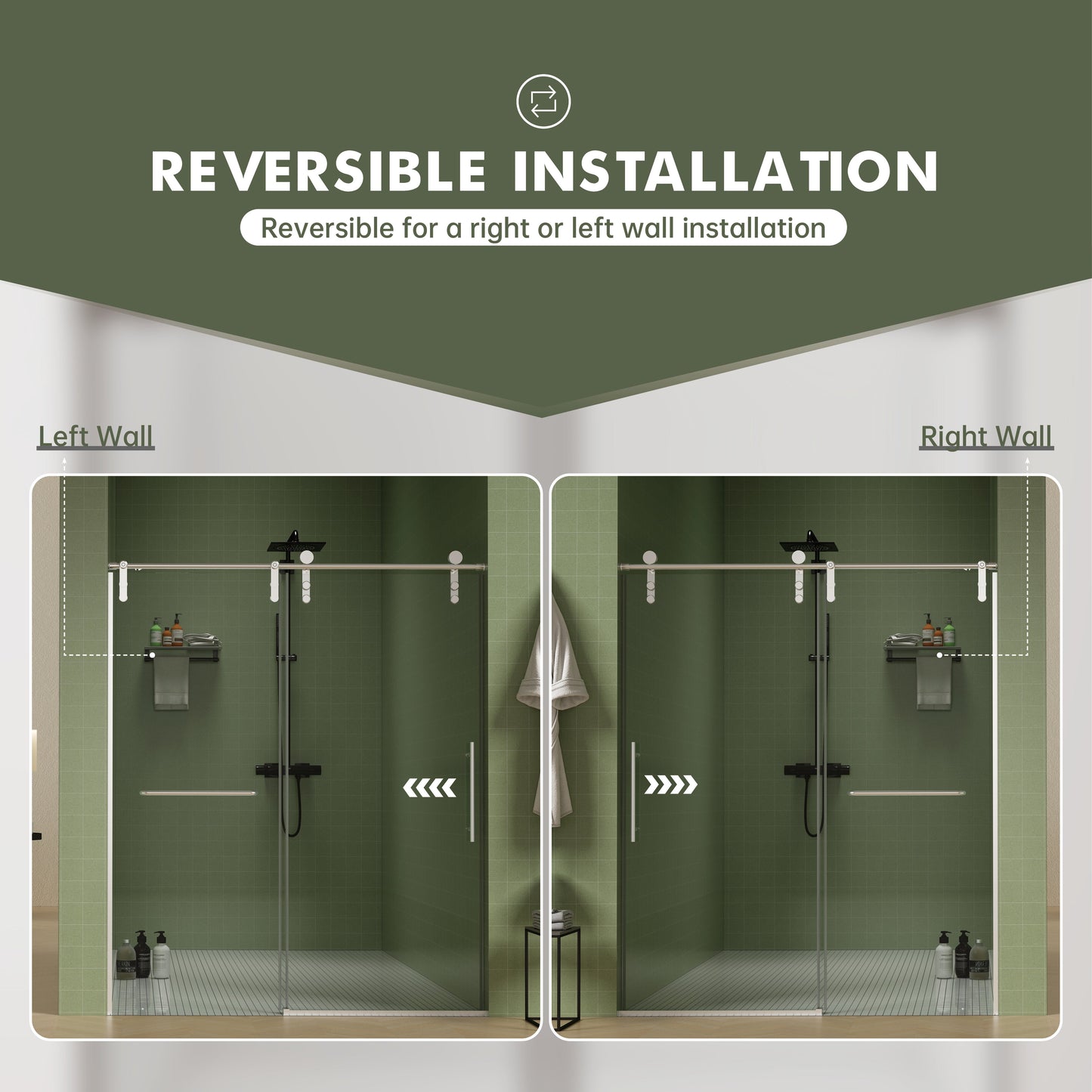 56"-60"W x 76"H Frameless Shower Door