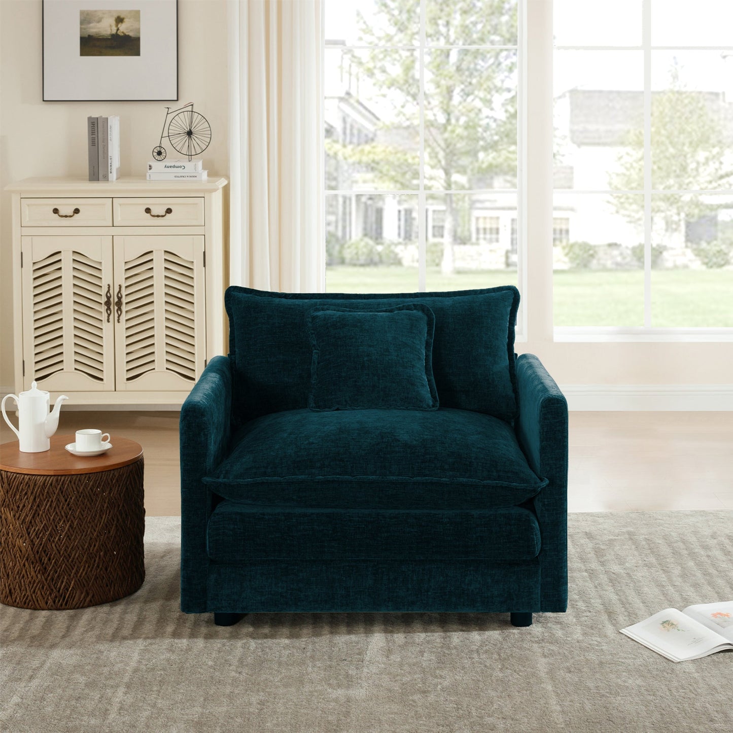 Comfy Deep Single Seat Sofa Upholstered Reading Armchair Chair