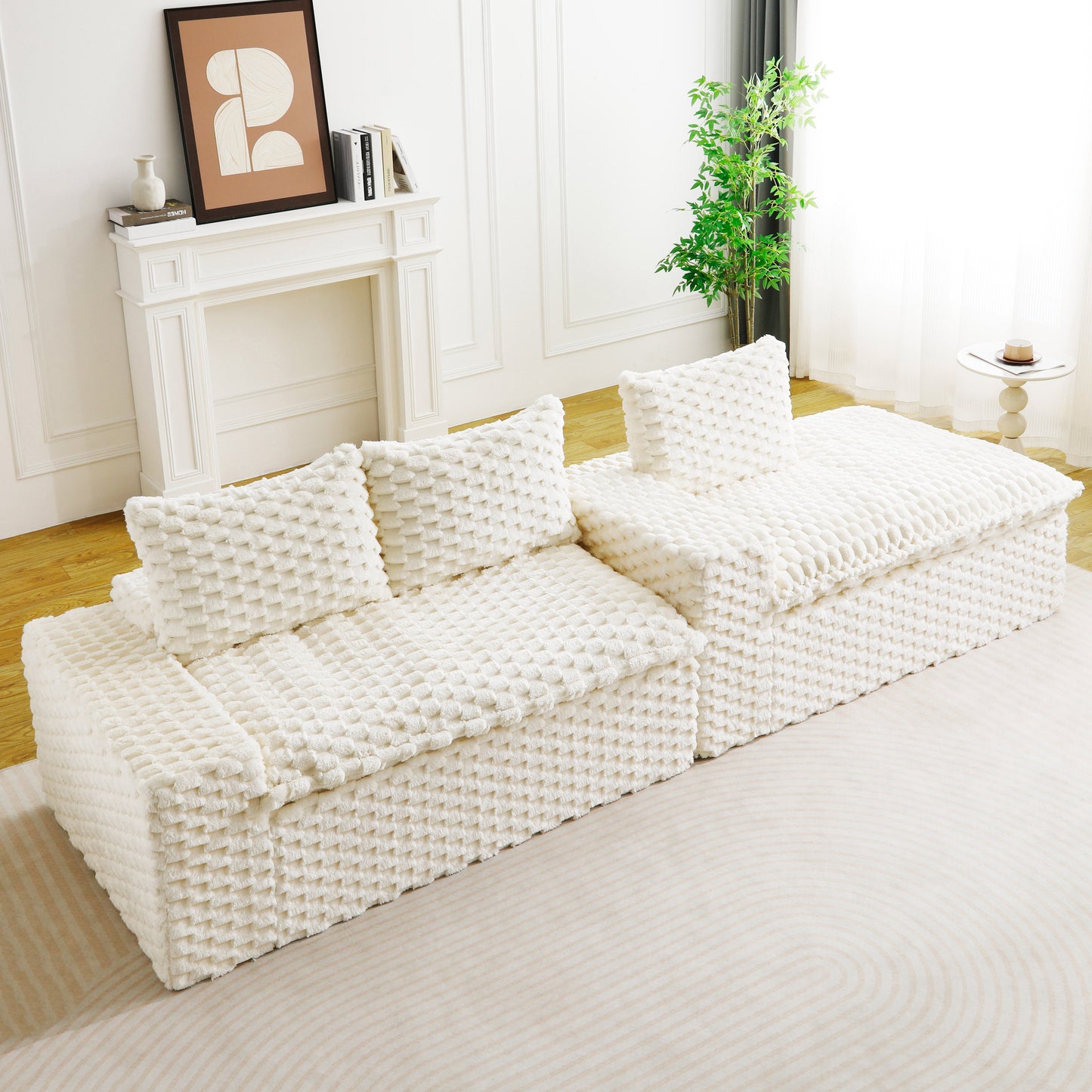 White Turtle Velvet Versatile Sofa