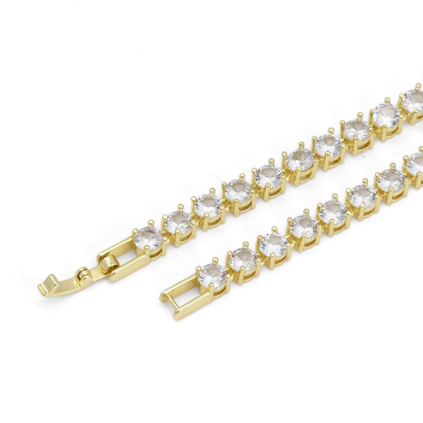 Silver Gold Heart CZ Necklace, Sku#A119