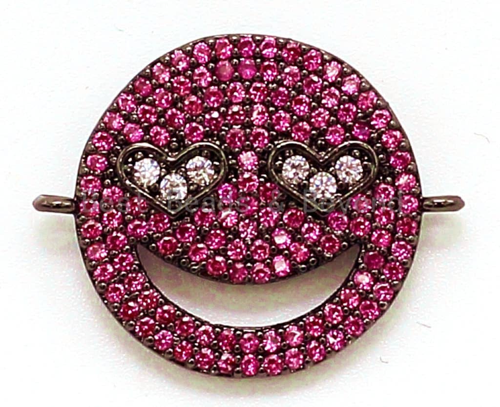 CZ Micro Pave Smiley Face Connector for Bracelet/Necklace, Cubic Zirconia Space Connector, CZ Pave Beads,19mm, sku#E41