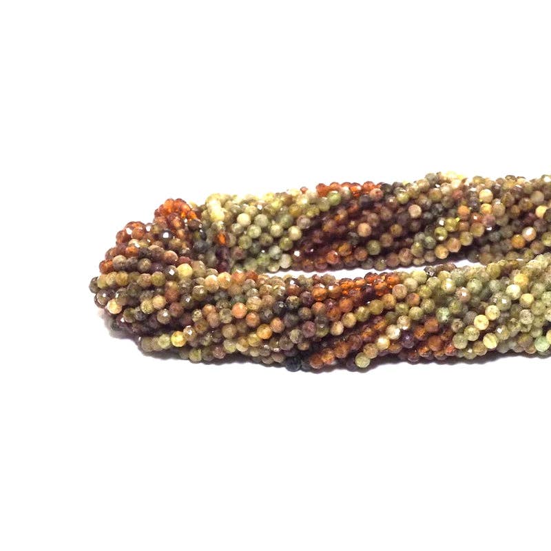 Genuine Green Brown Garnet Faceted Beads, 3mm, Sku#U1506