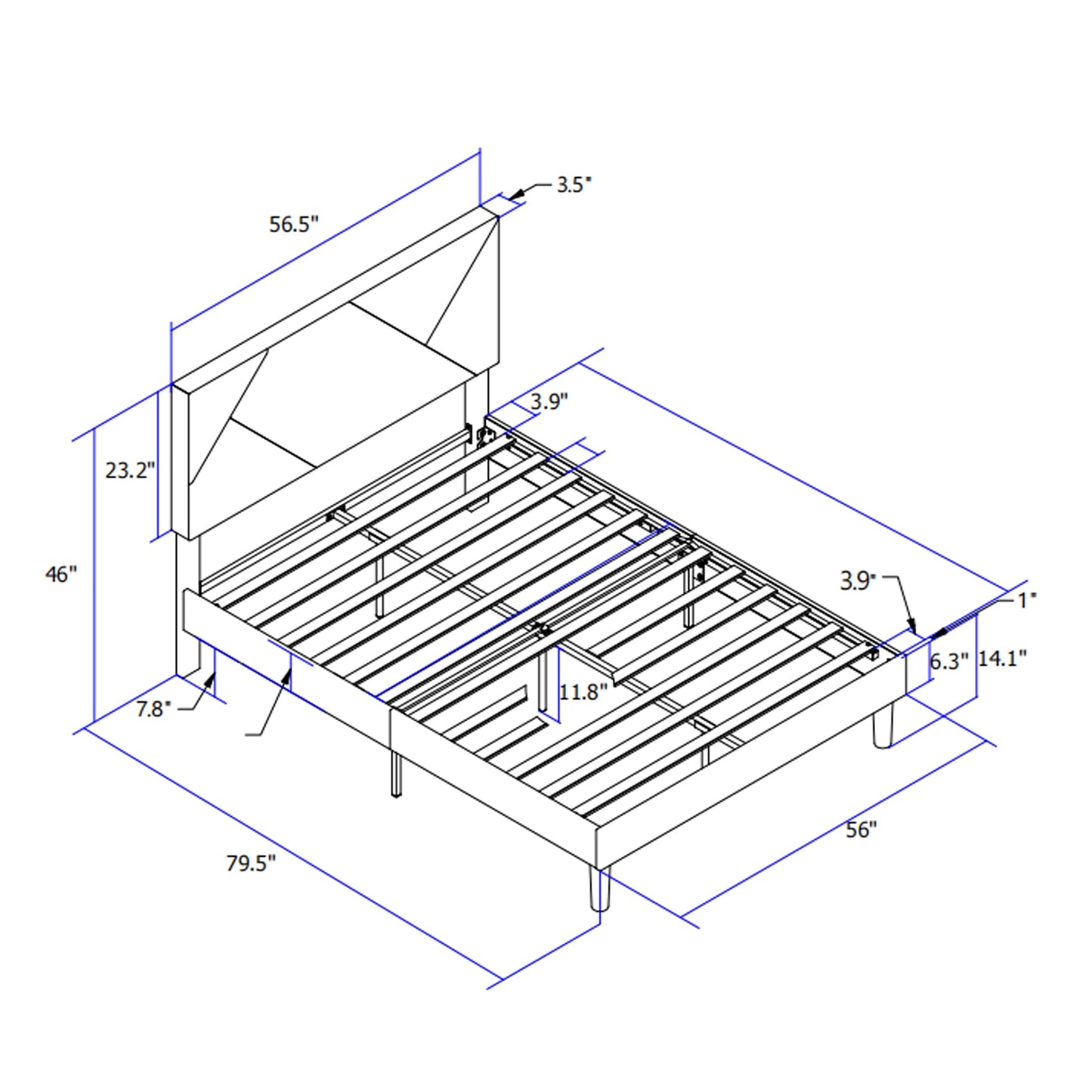 Full Size Upholstered Platform Bed Frame with Headboard