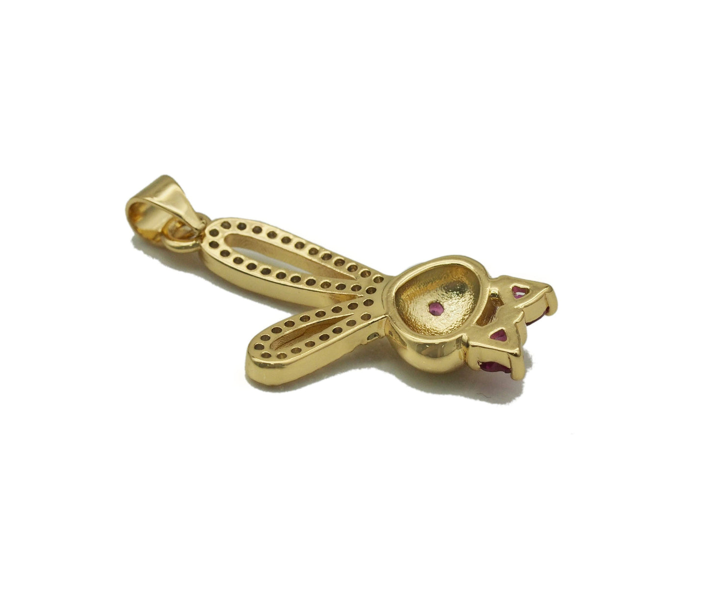 Gold CZ Cute Bunny Charm, Sku#LK689