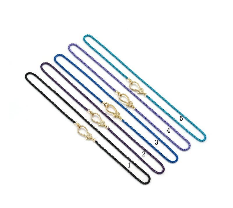 Enamel box chain necklace with Gold Clasp, Sku#EF182