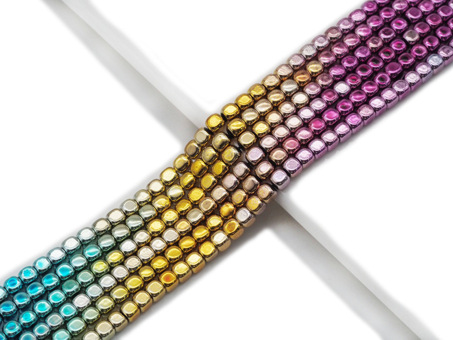 Rainbow Natural Hematite Smooth Cube Beads Sku#S145/S139