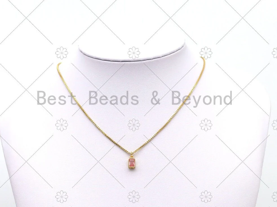 Big CZ Micro Pave Rectangle Shape Pendant, 18K Gold Filled Rectangle Charm, Necklace Bracelet Charm Pendant,Sku#LK518