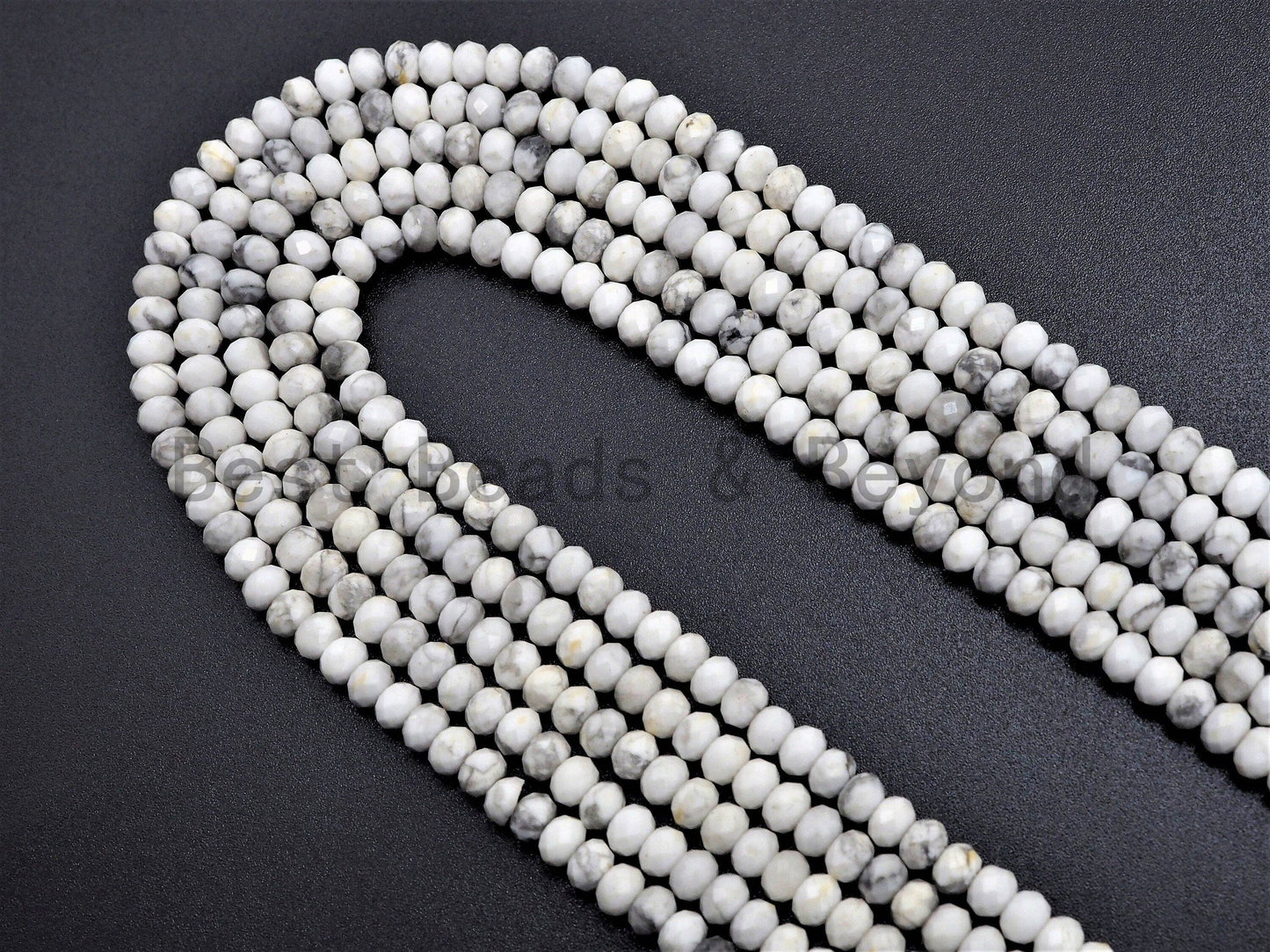Natural Faceted Rondelle Howlite beads,2x3mm/3x5mm Natural W