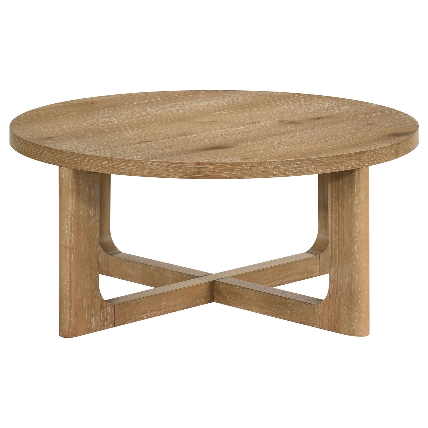 Kessler Round Sculptural Wood Coffee Table Light Oak