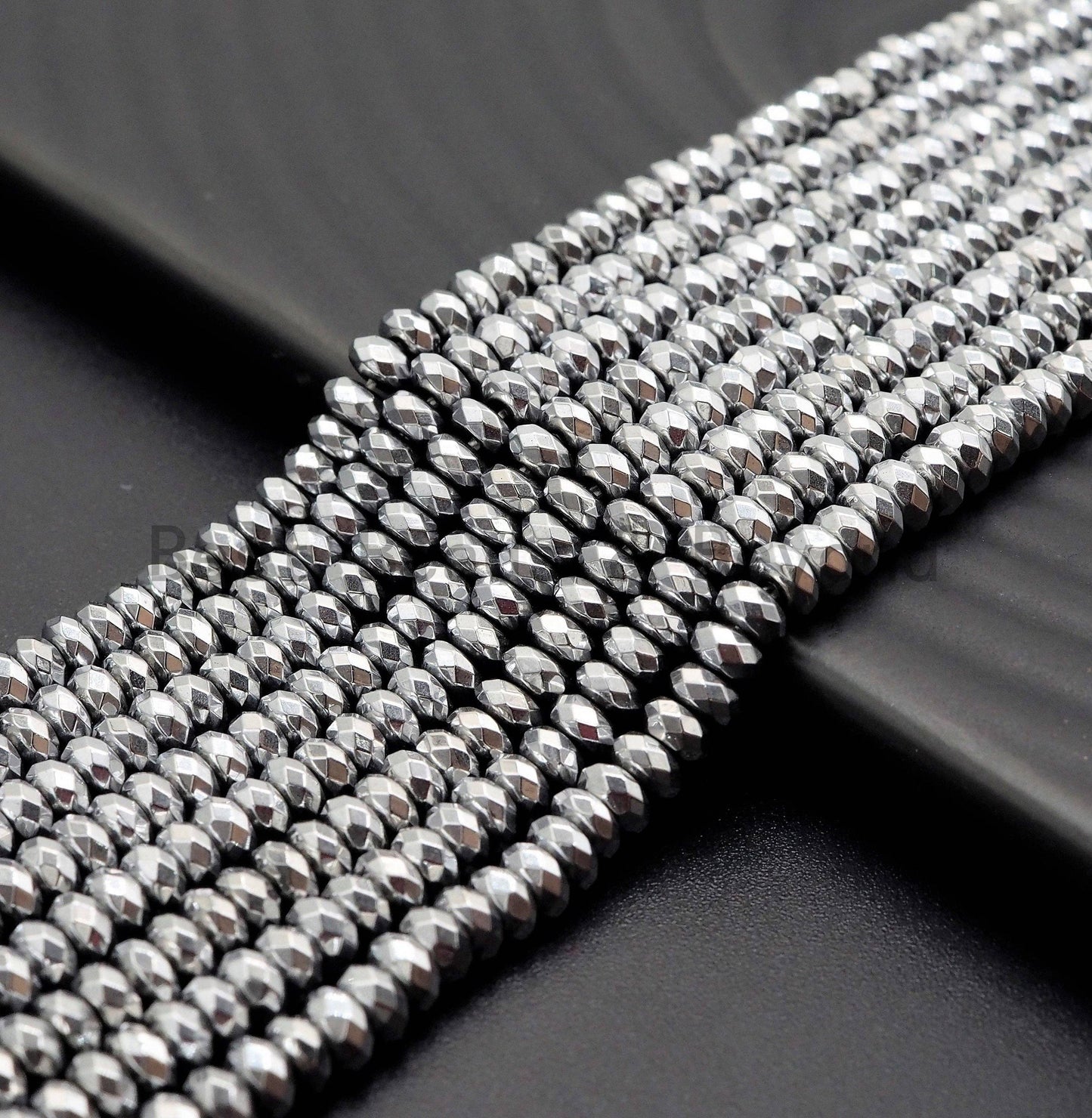 Quality Natural Silver Hematite beads,Rondelle Faceted Beads, Sku#S116