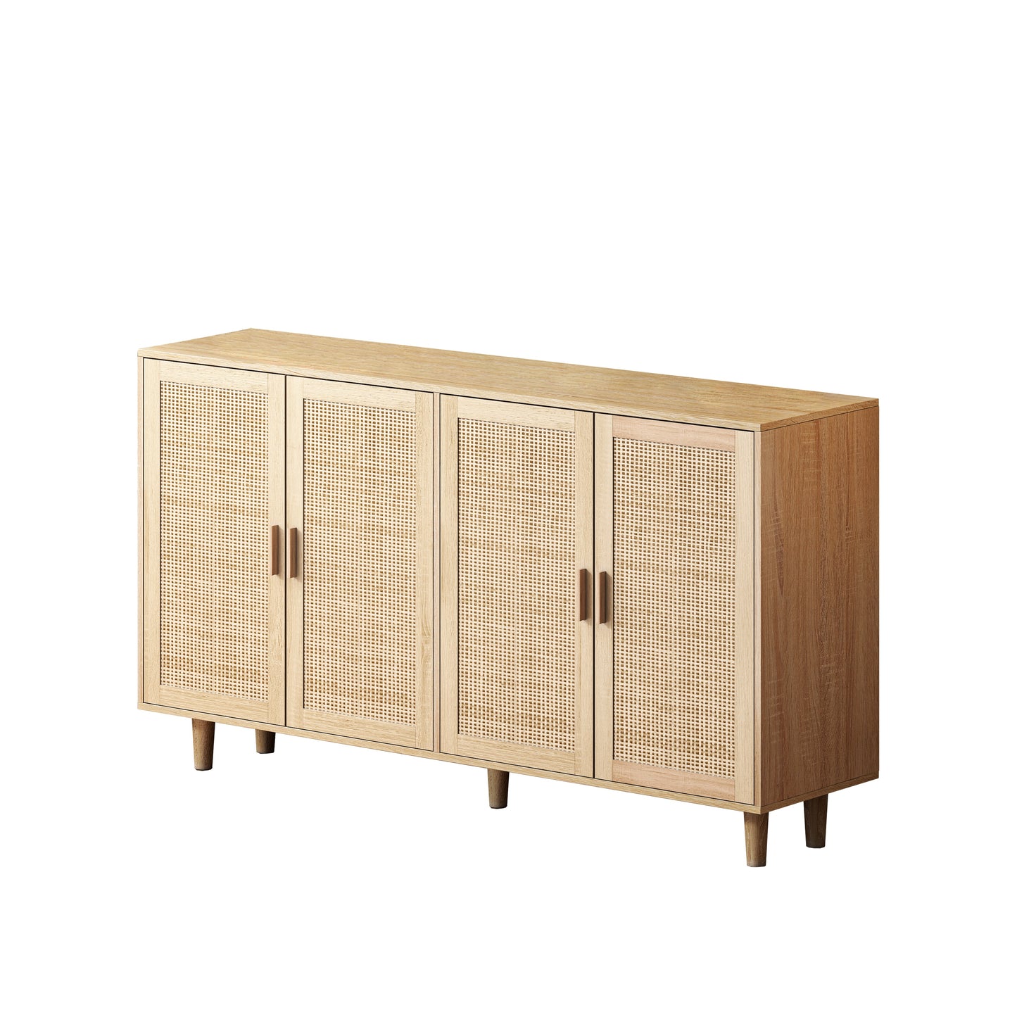 Elegant and Functional 4-Door Rattan Decorative Storage Cabinet