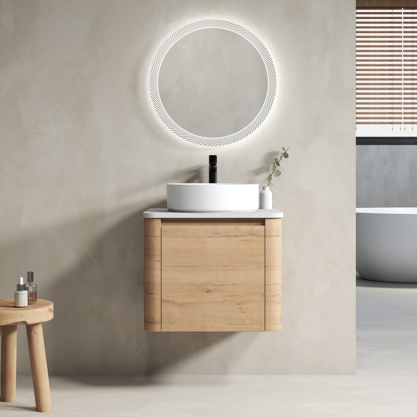 24" Wall-Mounted Bathroom Vanity With Ceramic Art Sink