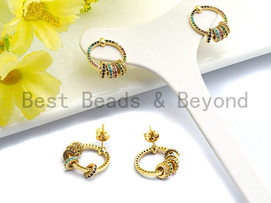 CZ Ring Shape Dangle Earrings, Sku#J120