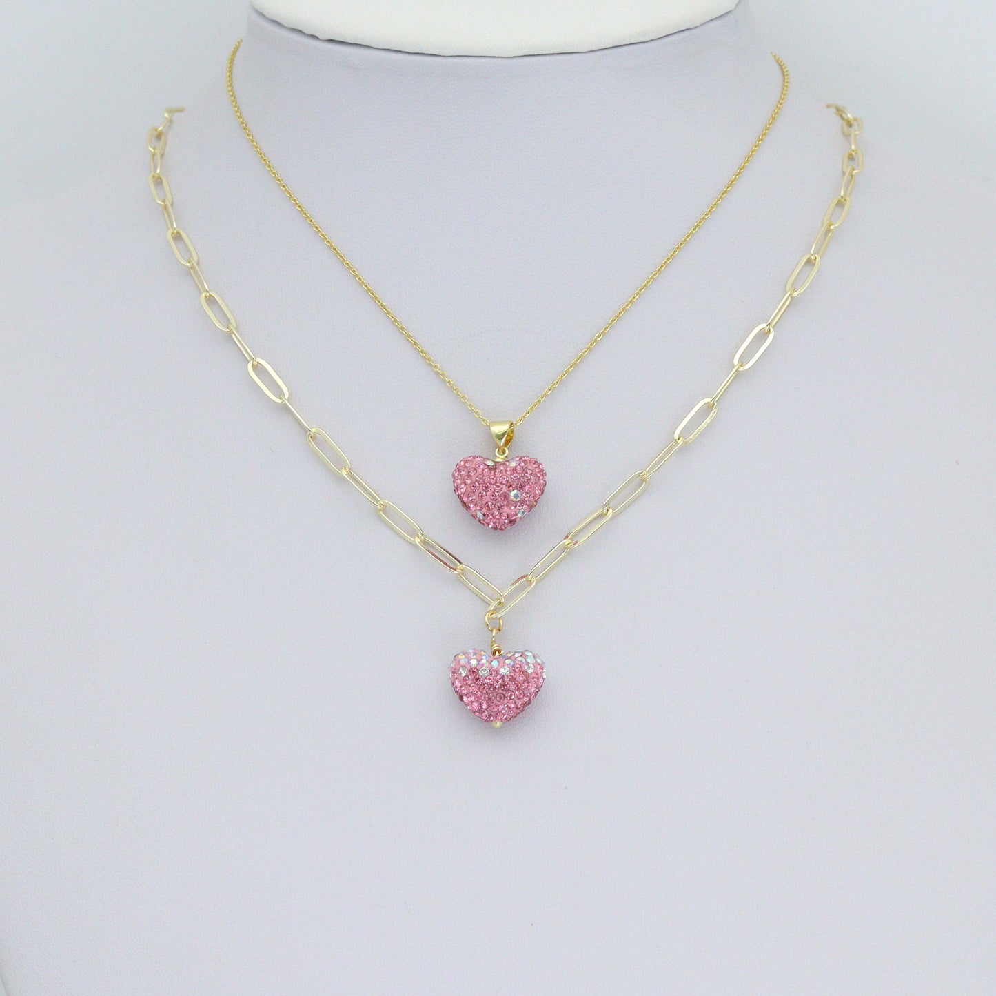 Pink Red White rhinestone Heart Charm Pendant,Sku#LD744