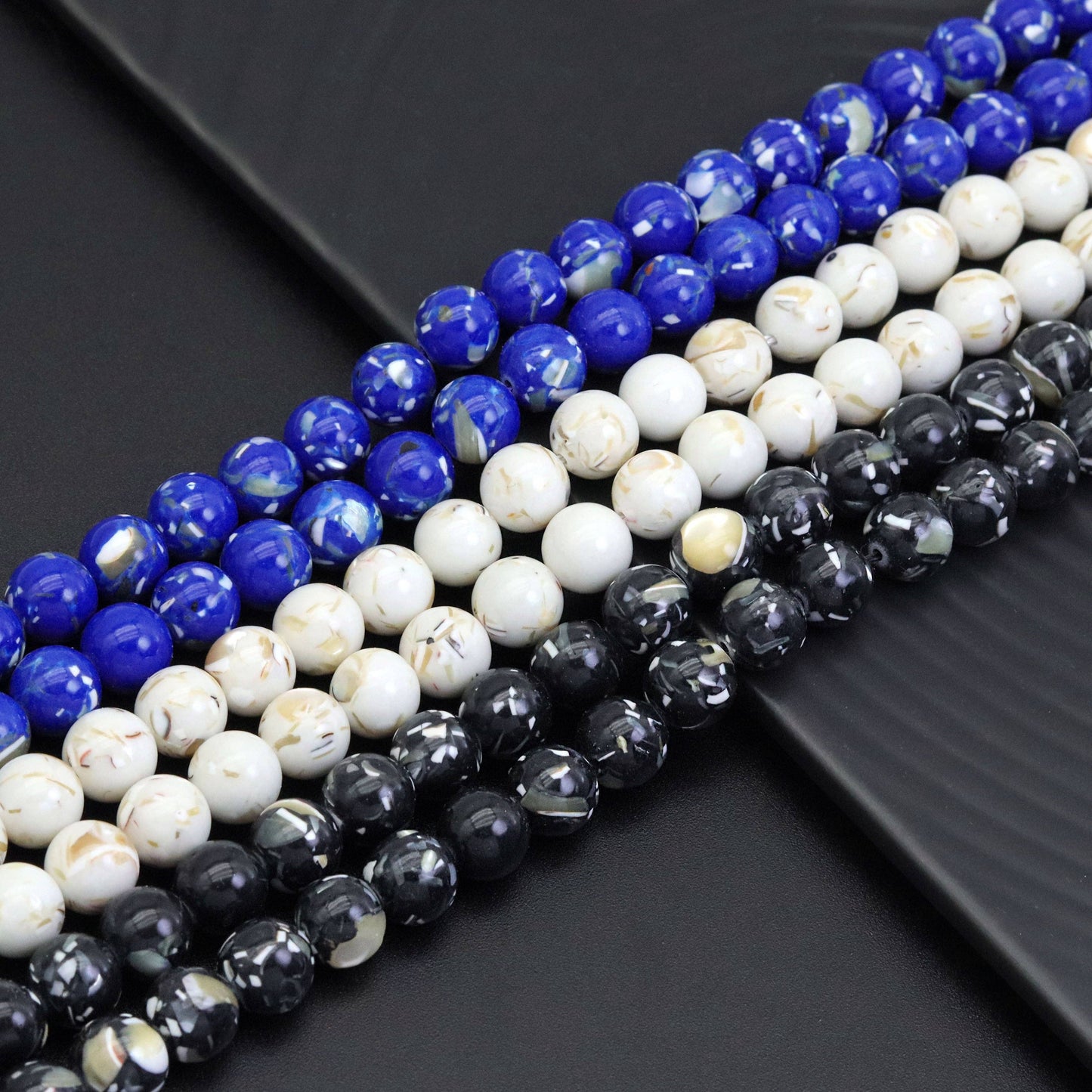 Mother of Pearl Round Smooth Beads, Sku#U1856
