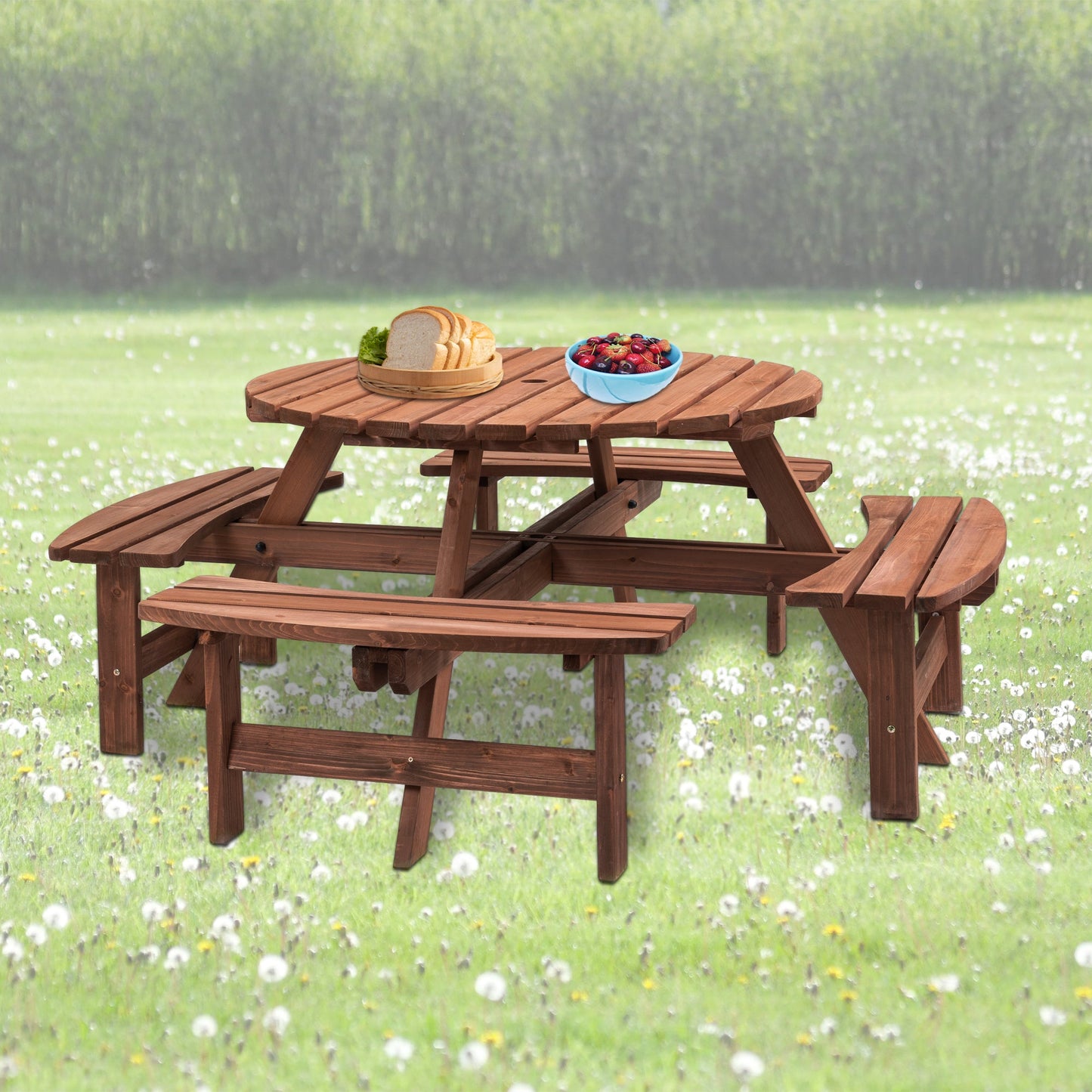8 Person Wooden Picnic Table