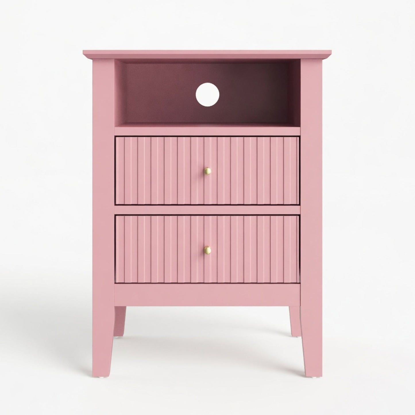 18" Fluted 2-Drawer Nightstand Set of 2, Modern