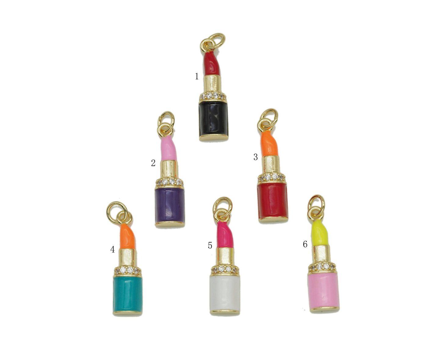 CZ Enamel Lipstick Pendant, Sku#F1460C