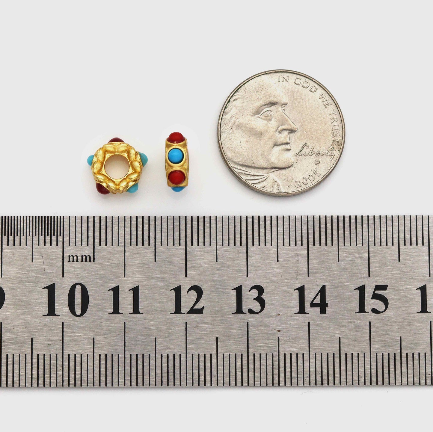 Gold Enamel Doughnut Spacer Beads, Sku#LX67c