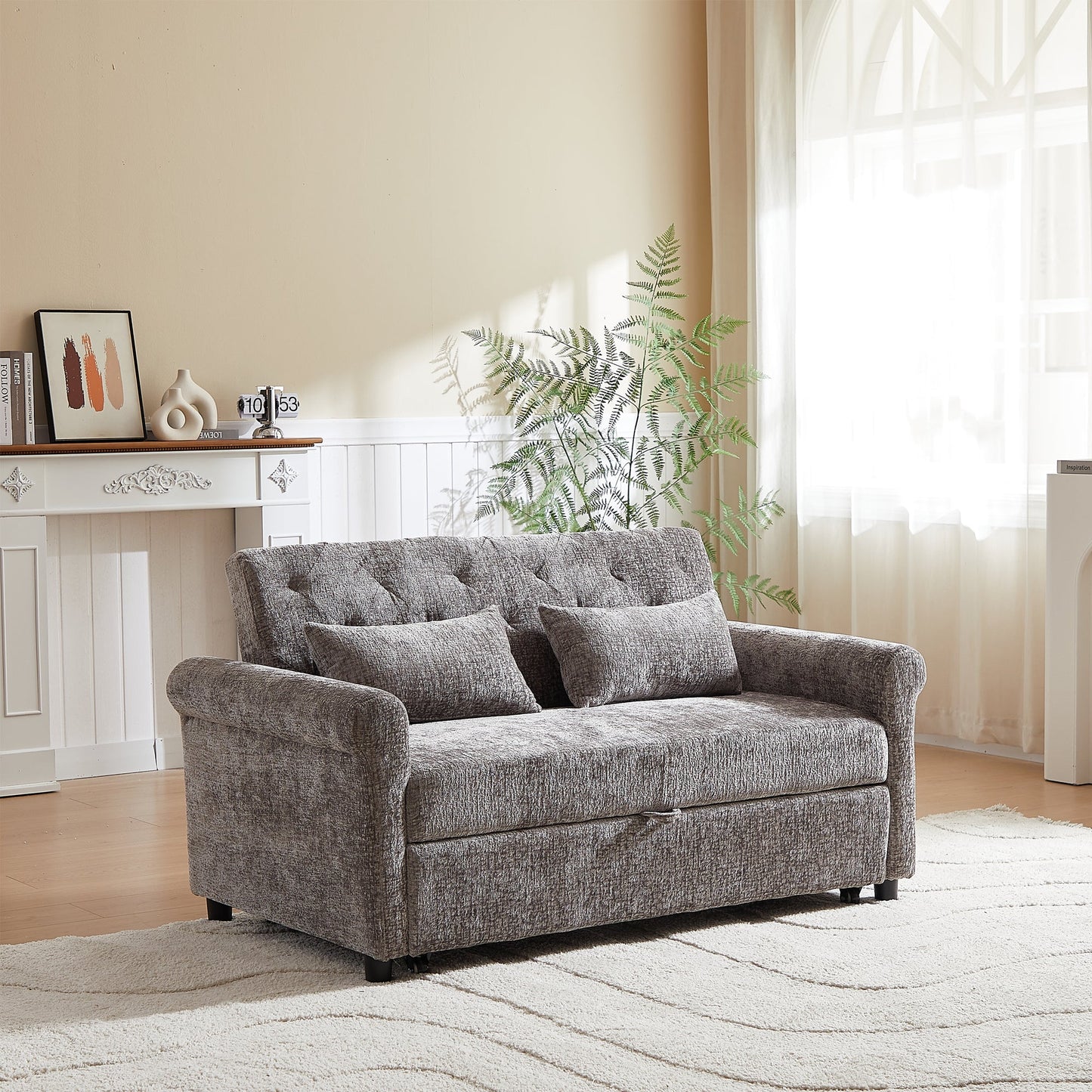 58.27 Inch 3-in-1 Loveseat Sofa Bed