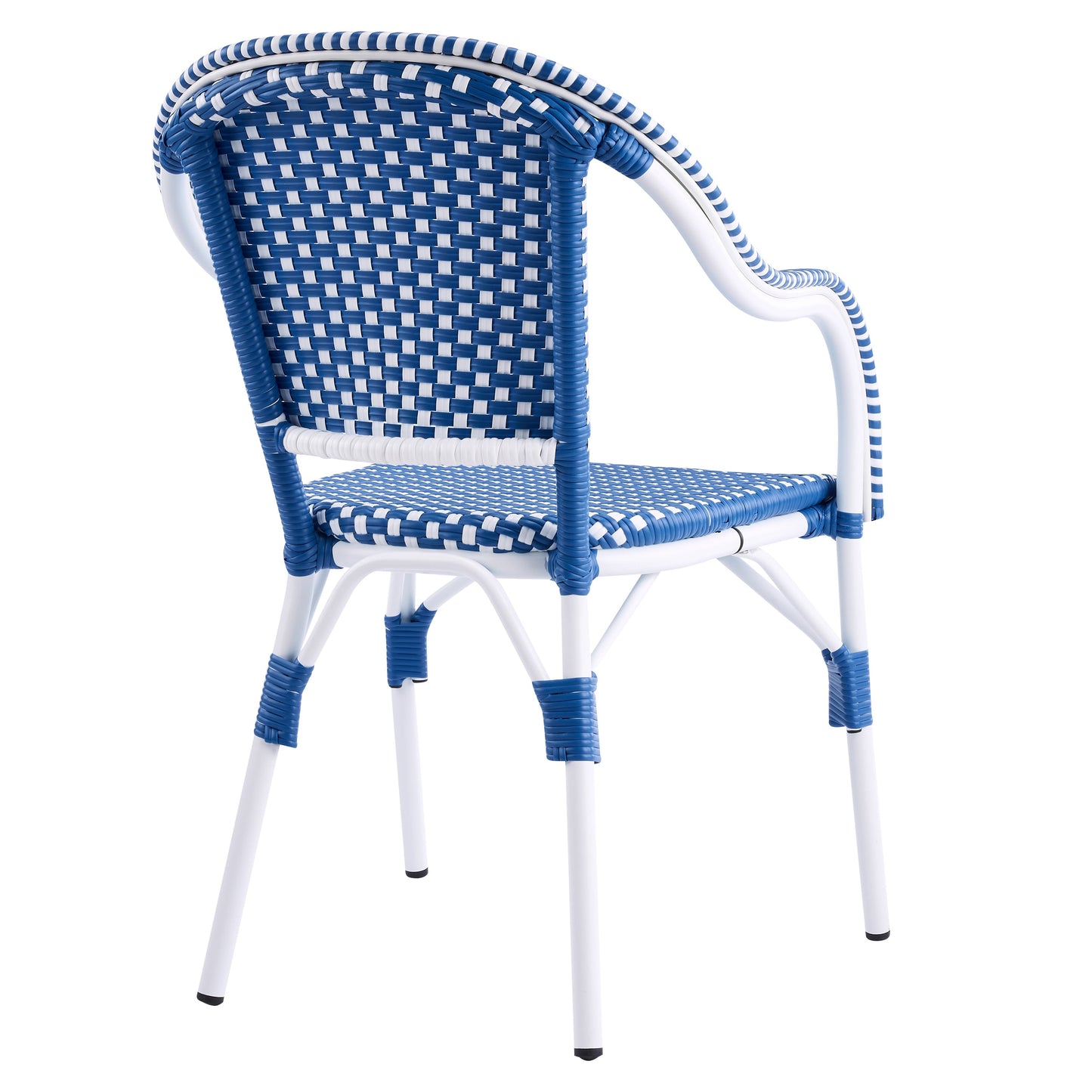 Outdoor Bistro Chairs Set of 2, White and Blue