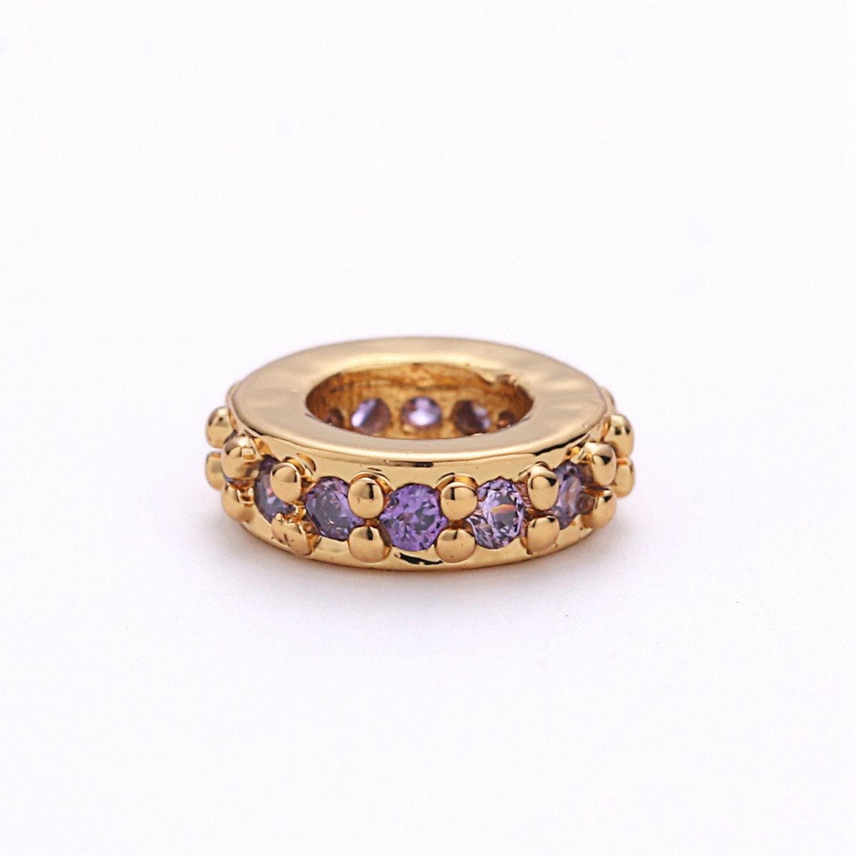 6mm CZ Micro Pave Rondelle Big Hole Spacer Beads, Cubic Zirconia Large Hole Space Beads, Sliding Beads for Charm Earring Necklace Bracelet K-478 - K-487