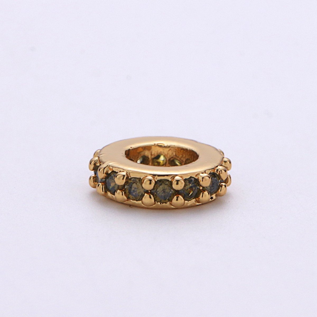 6mm CZ Micro Pave Rondelle Big Hole Spacer Beads, Cubic Zirconia Large Hole Space Beads, Sliding Beads for Charm Earring Necklace Bracelet K-478 - K-487