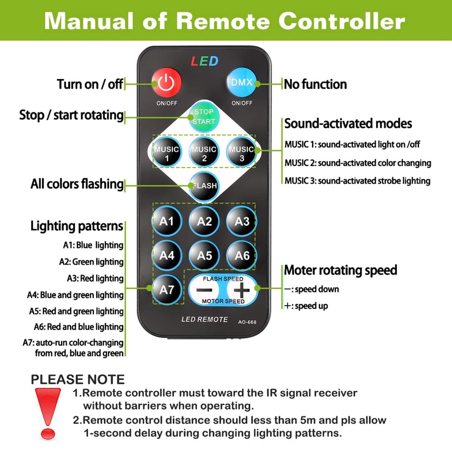 7 Colors Sound Activated Party Lights with Remote Control
