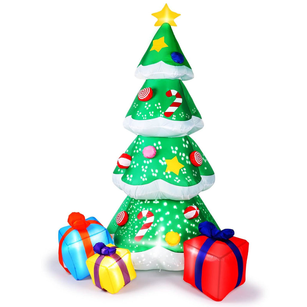 7 Ft. Inflatable Christmas Tree Santa Decor with LED Lights