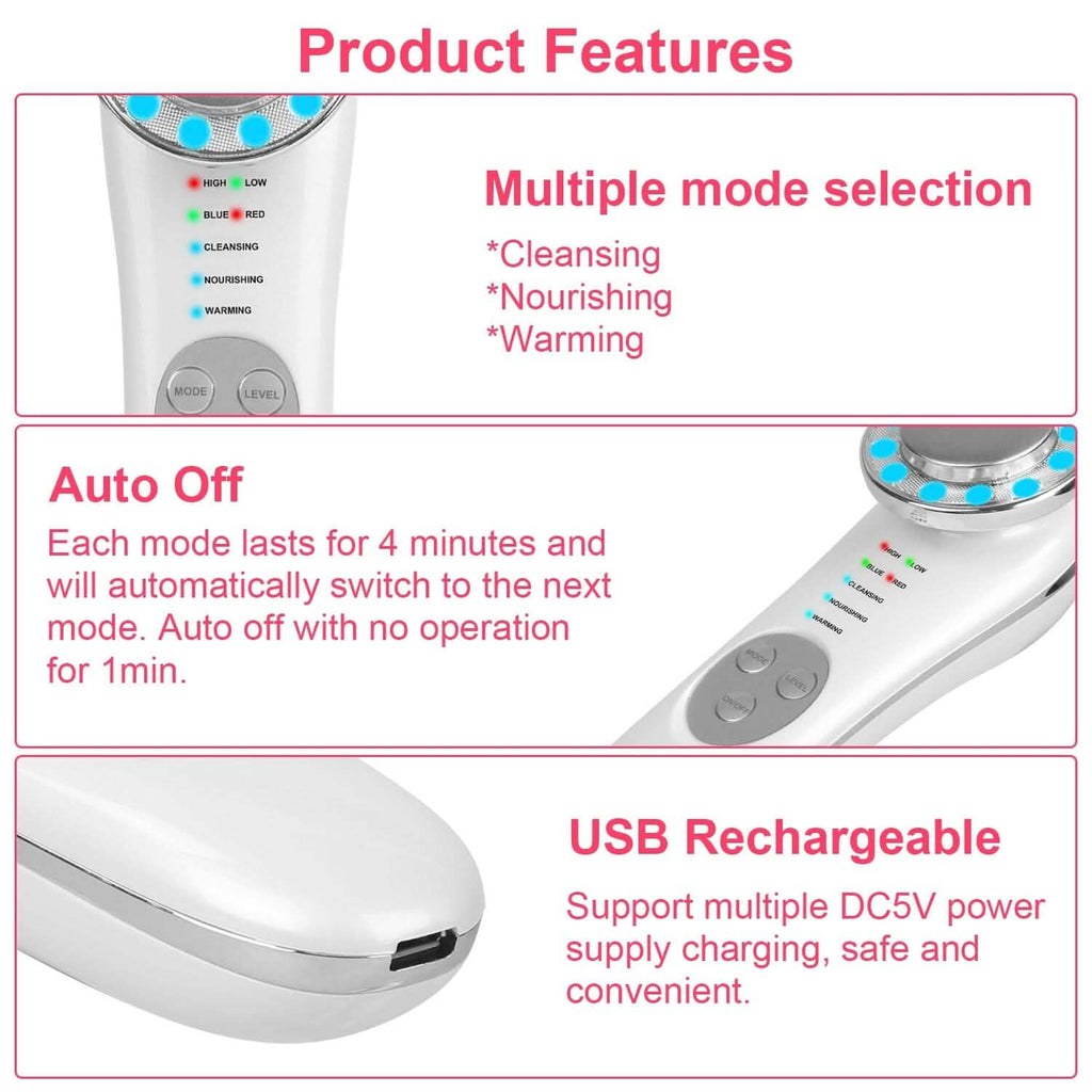 7-in-1 Facial Massager Ultrasonic High Frequency Face Lifting Machine