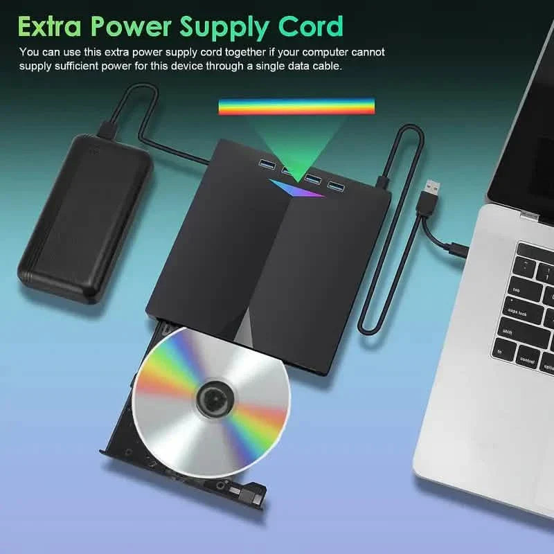7-In-1 Portable External CD/DVD Drive