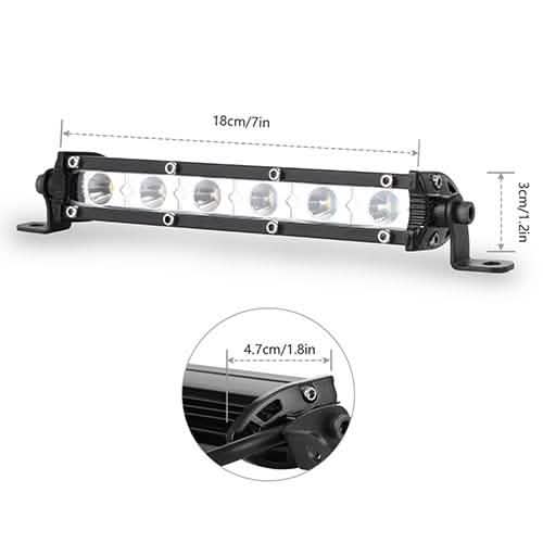 Barre lumineuse à LED 7" simple rangée - Projecteurs tout-terrain