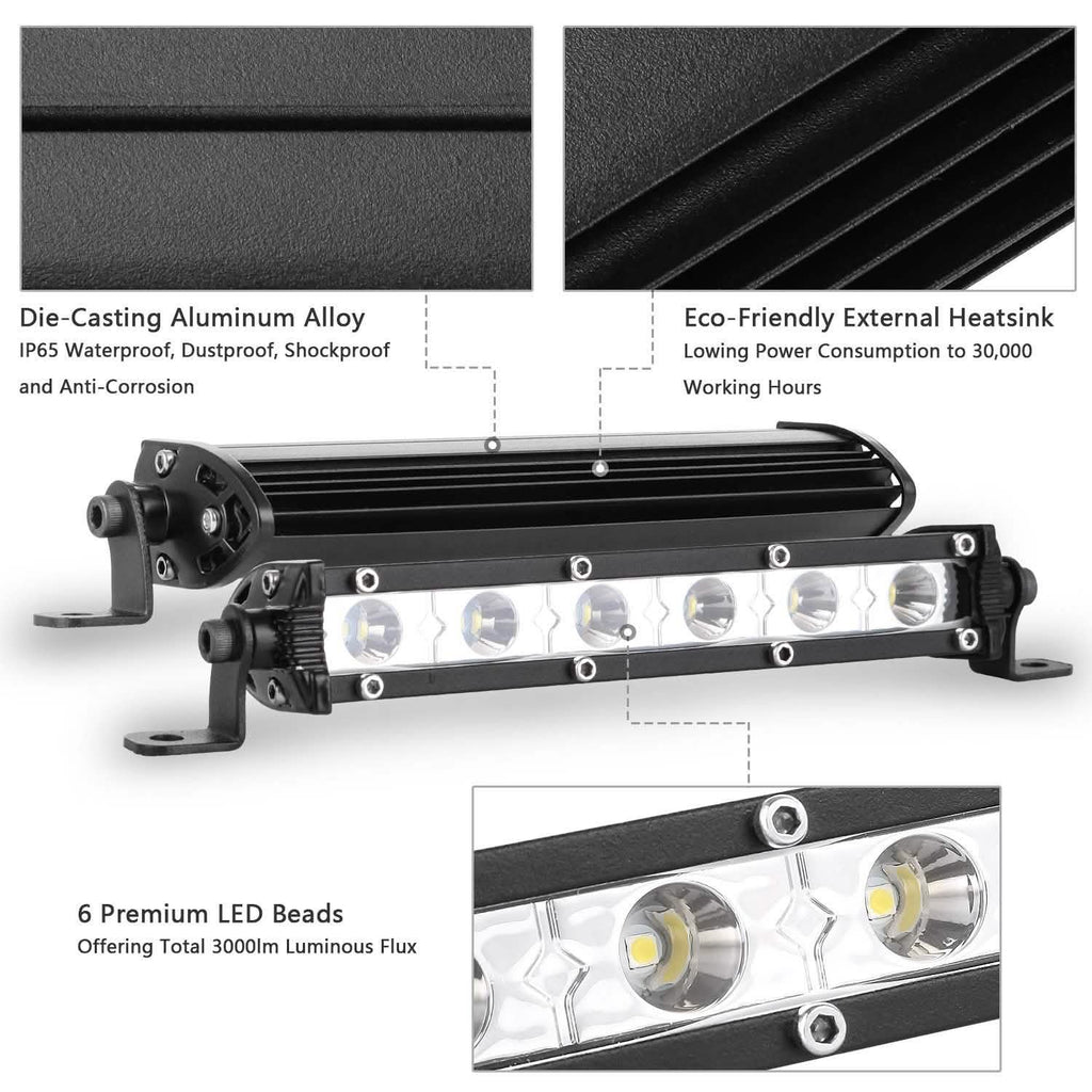 Barre lumineuse à LED 7" simple rangée - Projecteurs tout-terrain