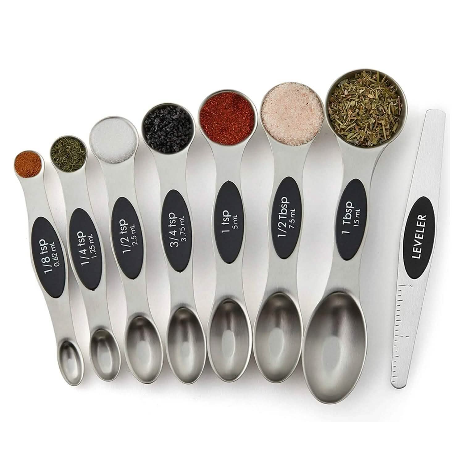 7 Pièces : Ensemble de cuillères doseuses magnétiques empilables double face avec raclette de nivellement
