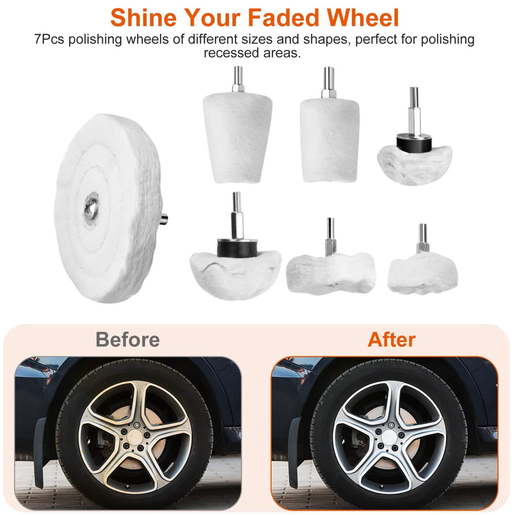 7-Pieces Set: Wheels Polishing Pads Car Buffing
