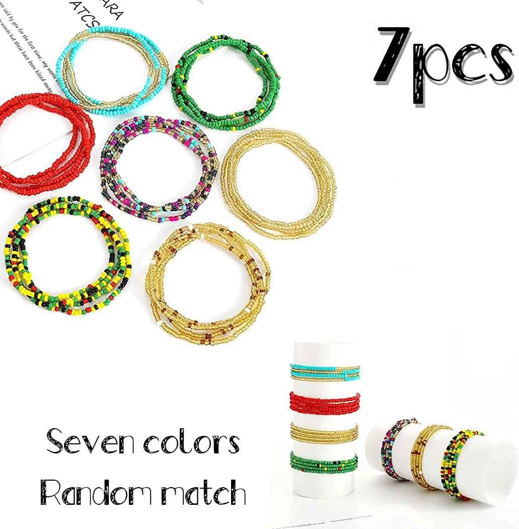 7 pièces : chaîne de perles de taille pour femmes, chaîne de ventre, bijoux de plage