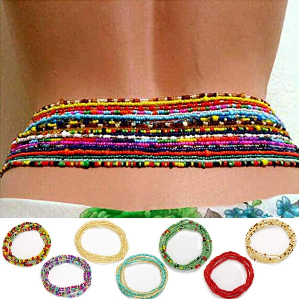 7 pièces : chaîne de perles de taille pour femmes, chaîne de ventre, bijoux de plage
