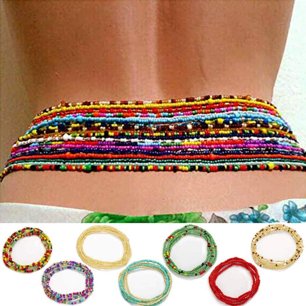 7 pièces : chaîne de perles de taille pour femmes, chaîne de ventre, bijoux de plage