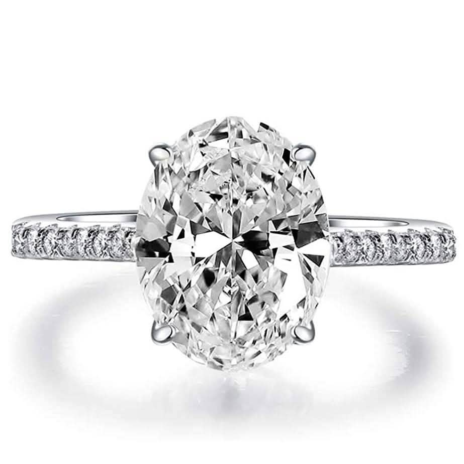 7.00 CTTW Oval Cut Engagement Ring in White Gold