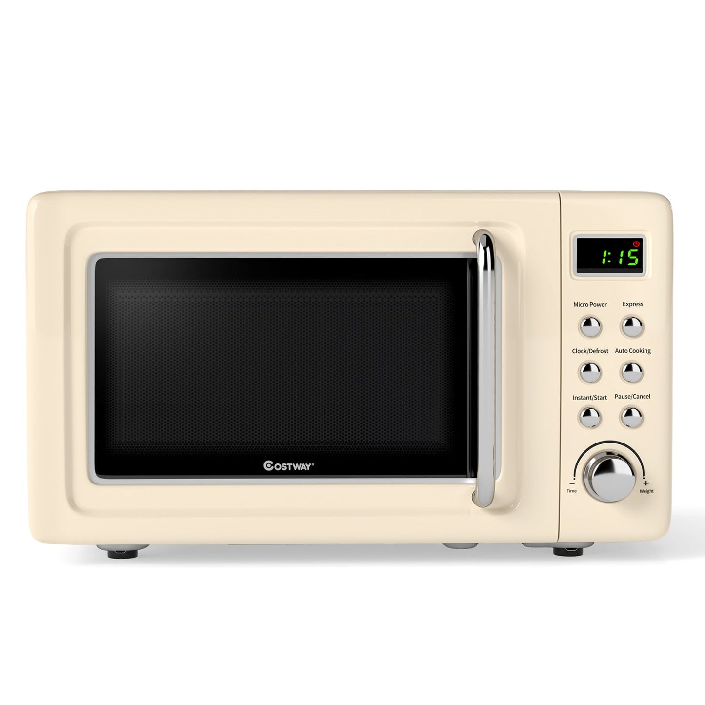 700W Retro Countertop Microwave Oven with 5 Micro Power and Auto Cooking Function