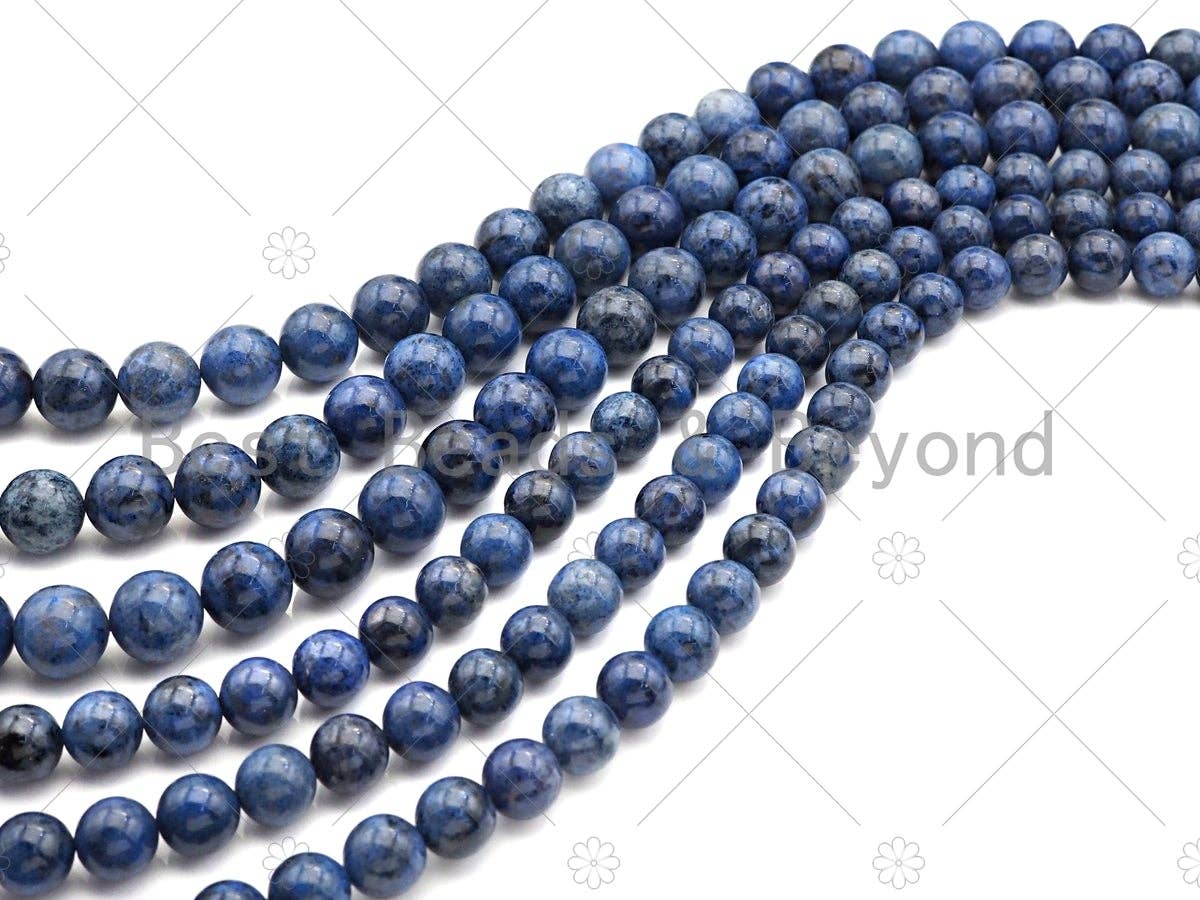 High Quality Natural Dumortierite Round smooth Beads, Navy Blue Genuine Beads, 6mm/8mm/10mm/12mm, 15.5'' Full Strand,Sku#U1085c