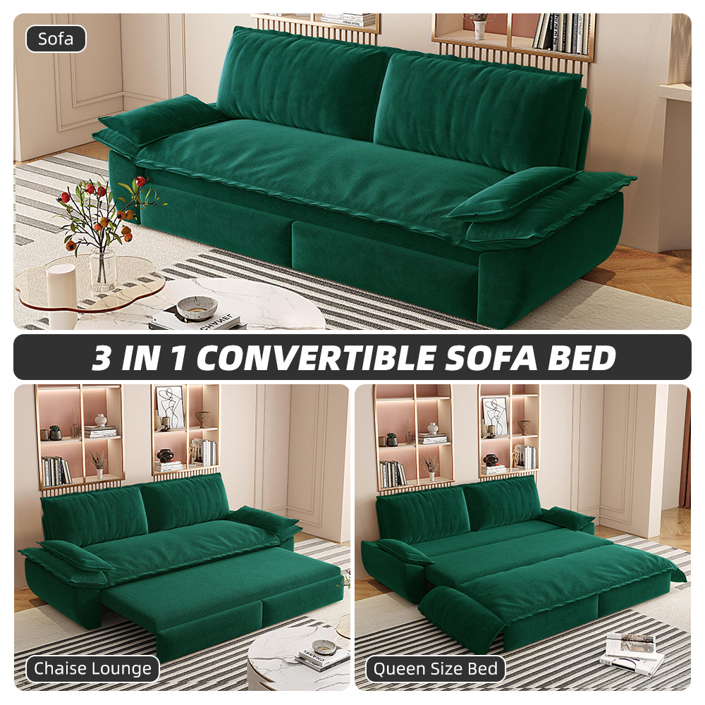 73.2" Queen Pull Out Sofa Bed - 3-in-1 Convertible Sleeper
