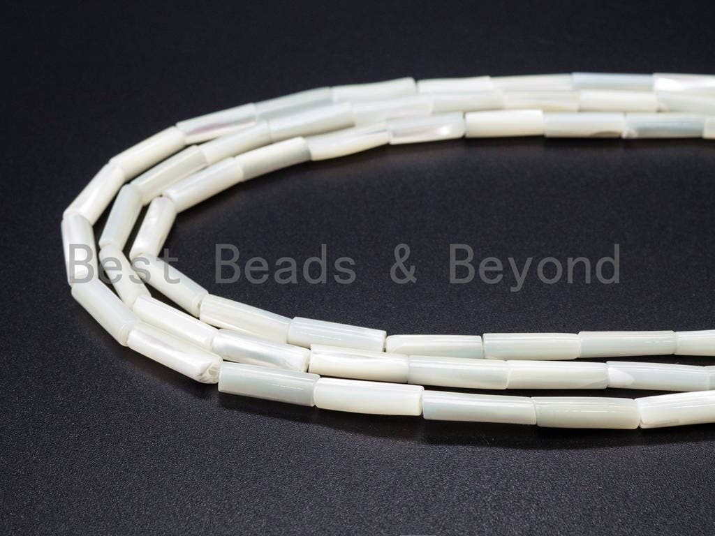 High Quality White Mother of Pearl, Mop Shell, White Shell, Cylinder/Tube Smooth Beads,3x4mm/3x5mm/4x8mm/4x13mm, 15inch strand, sku#T34