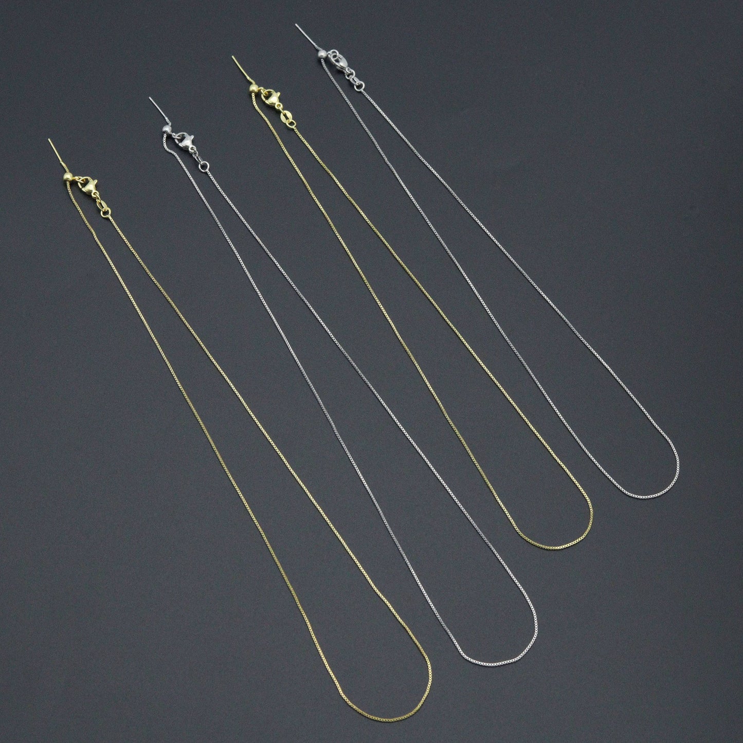 Thin box Chain Necklace with adjustable thread end , Sku#LX882